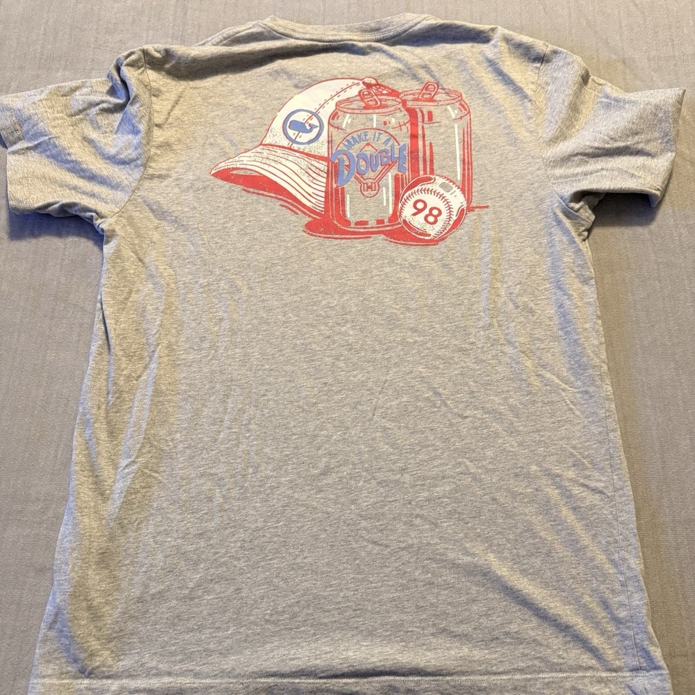 Vineyard Vines Make It A Double Pocket T Shirt Gray Medium Baseball Beer Tee